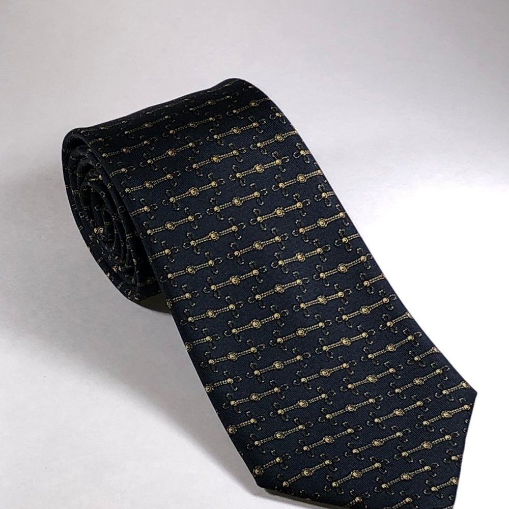 Hermès Tie | 888 PA | Black + Gold | Pre-1970 | Ultra Rare | Exquisite Condition